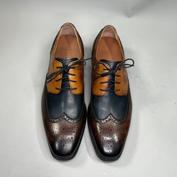 Leizilei Derby Men's Size 7 Leather Lace Up Wing Tip Brogue‎ Oxford Dress Shoes - Picture 3 of 16